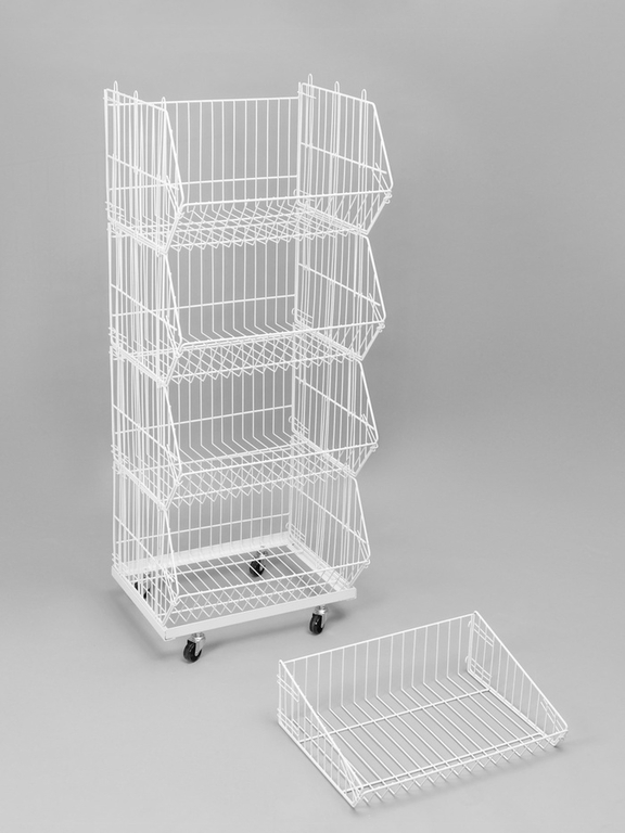 Накопитель разборный на колесах, 5 корзин, 50×43×147, белый