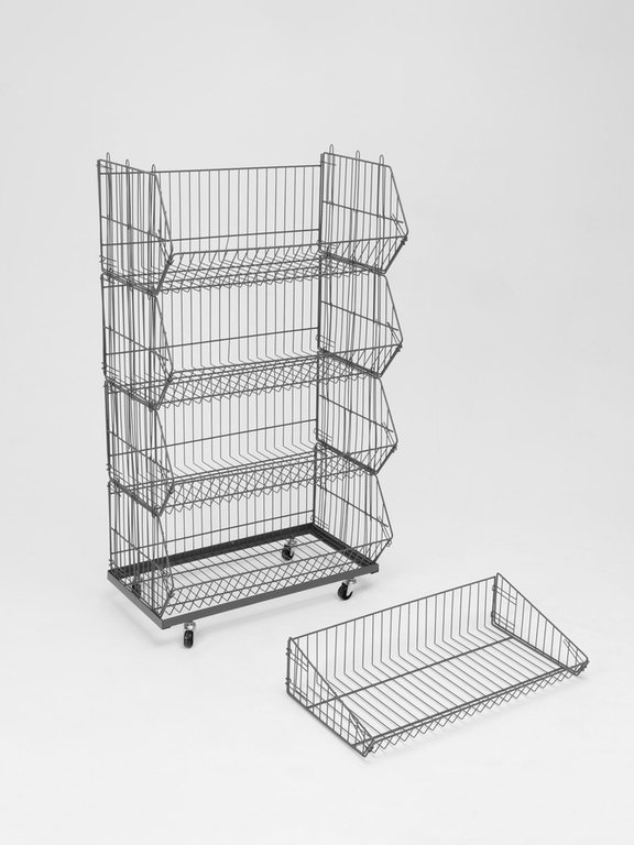 Накопитель разборный на колесах, 5 корзин, 70×43×147, серый