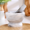 Ступка с пестиком, 130 мл, 10 см, камень, белая