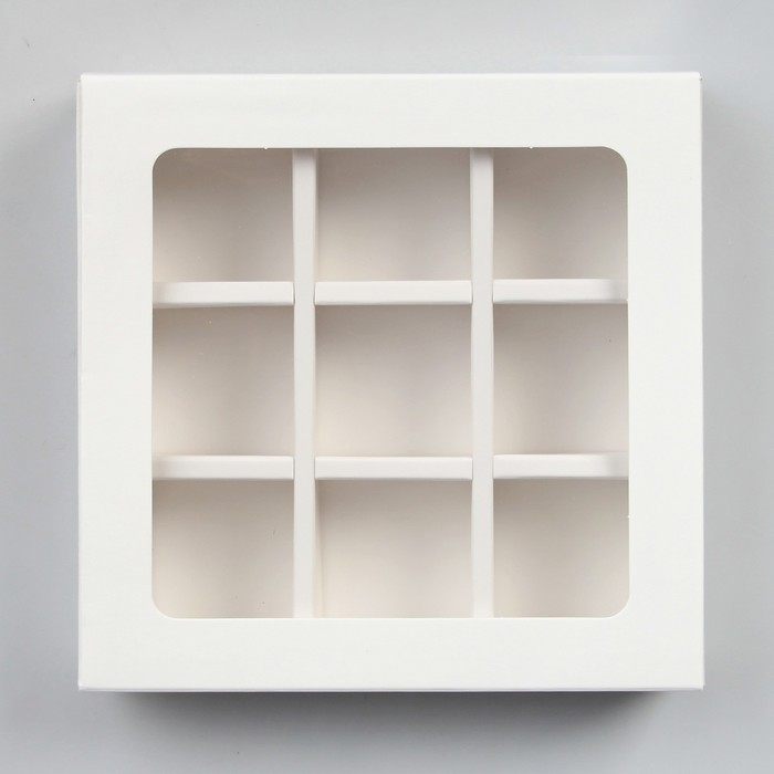 Упаковка для конфет 9 шт., 13.5×13.5×4 см, белый