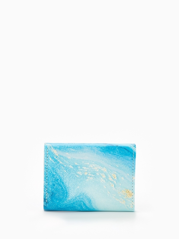 Кошелёк женский на кнопке, 10×1.5×8 см, с принтом, голубой/синий